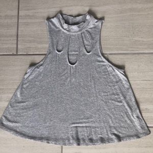 Vestique Gray Keyhole Blouse